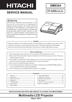 Hitachi cp a200 service manual cover