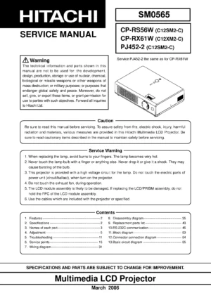 Hitachi cp rs56 cp rx61 service manual cover