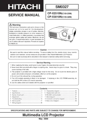 Hitachi cp x2510 x3010 series service manual cover