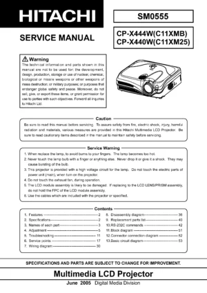 Hitachi cp x440 x444 service manual cover