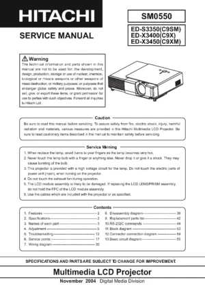 Hitachi ed s3350 x3400 x3450 service manual cover
