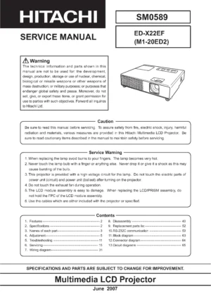 Hitachi ed x22 service manual cover