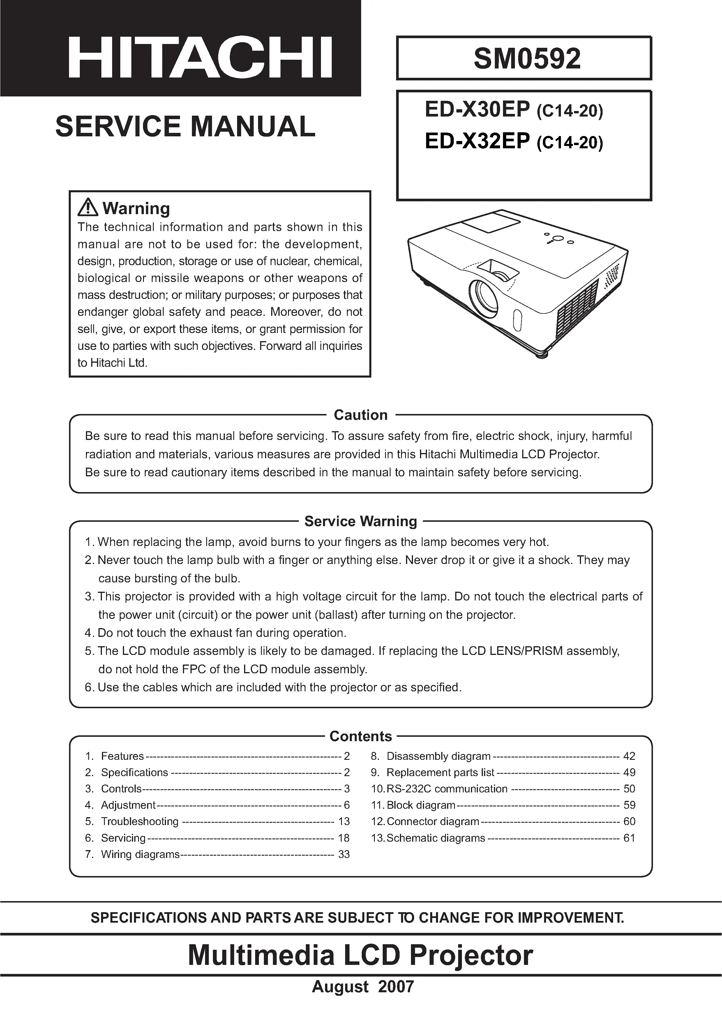 Hitachi ed x30 x32 service manual cover