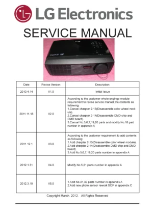Lg bs275 service manual cover