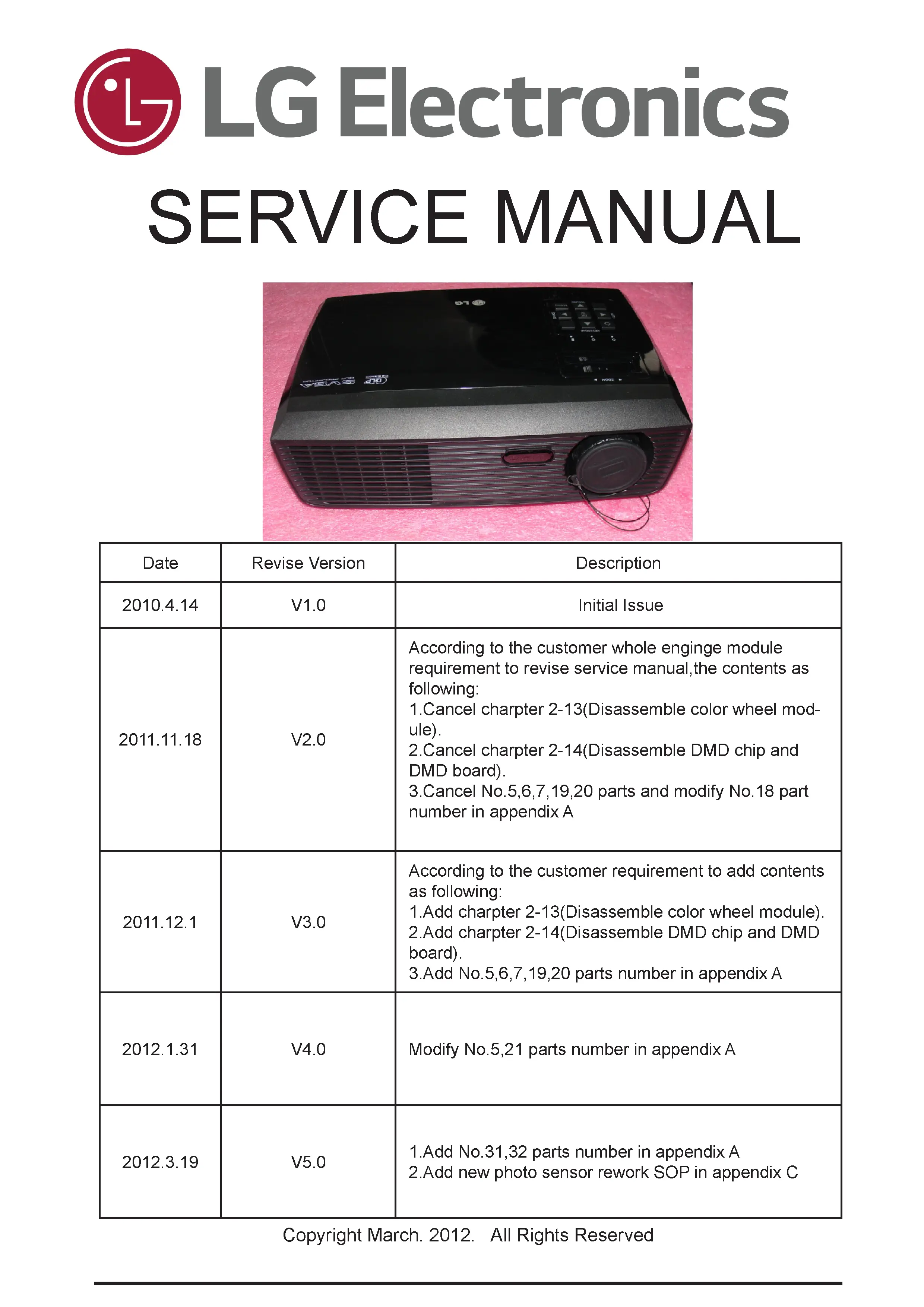 Lg bx275 service manual cover