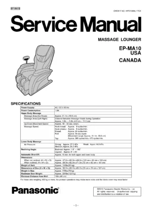 Panasonic ep ma10 service manual cover