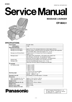 Panasonic ep ma51 service manual cover