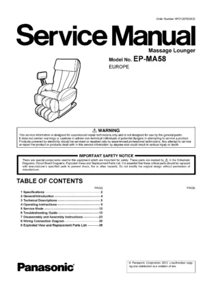 Panasonic ep ma58 eu service manual cover
