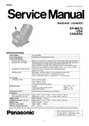 Panasonic ep ma70 us service manual cover