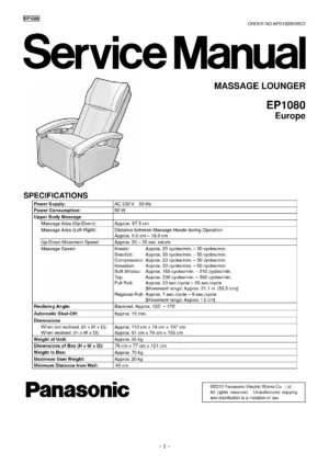 Panasonic ep1080 service manual cover