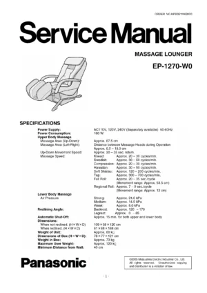 Panasonic ep1270 service manual cover