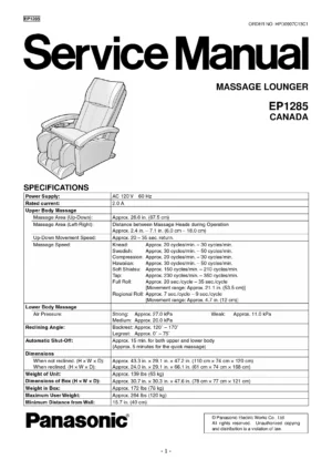 Panasonic ep1285 canada service manual cover