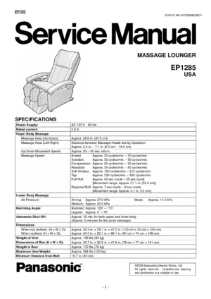 Panasonic ep1285 usa service manual cover