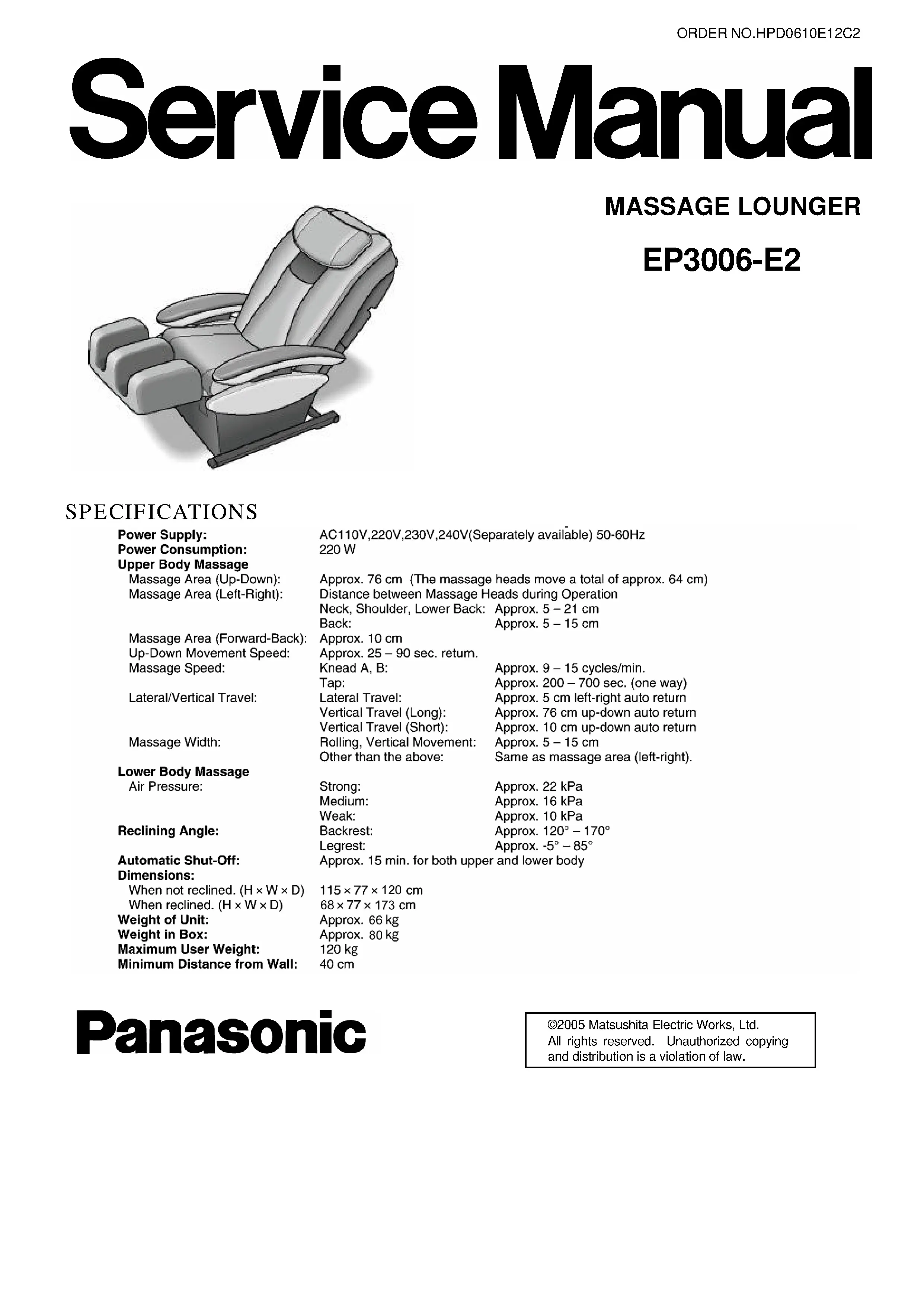 Panasonic ep3006 service manual cover