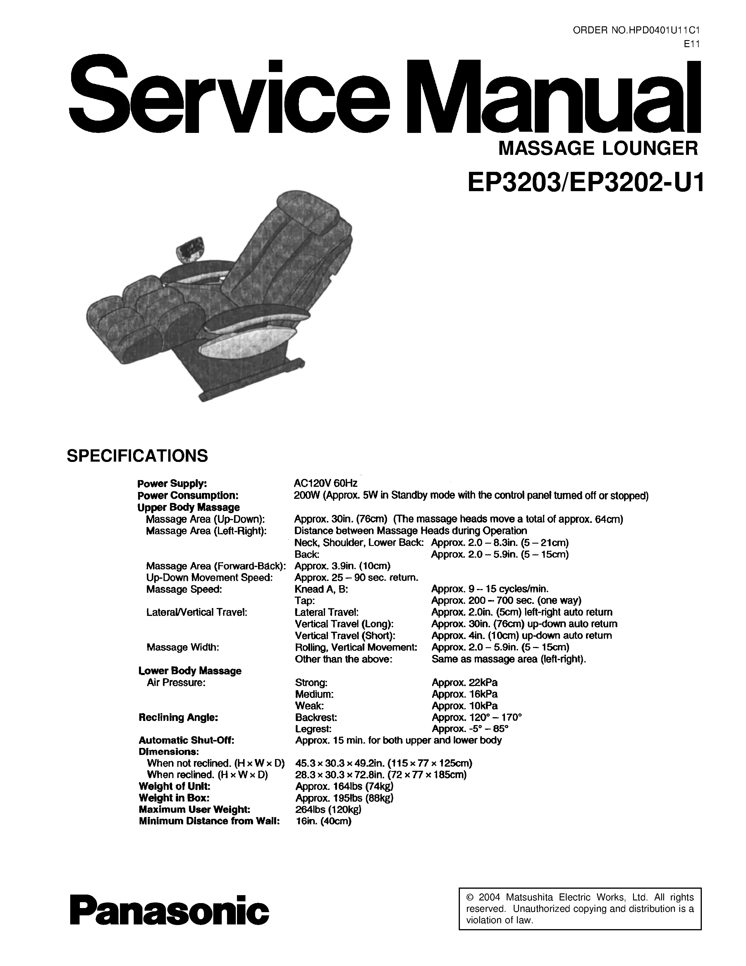 Panasonic ep3203 ep3202 service manual cover