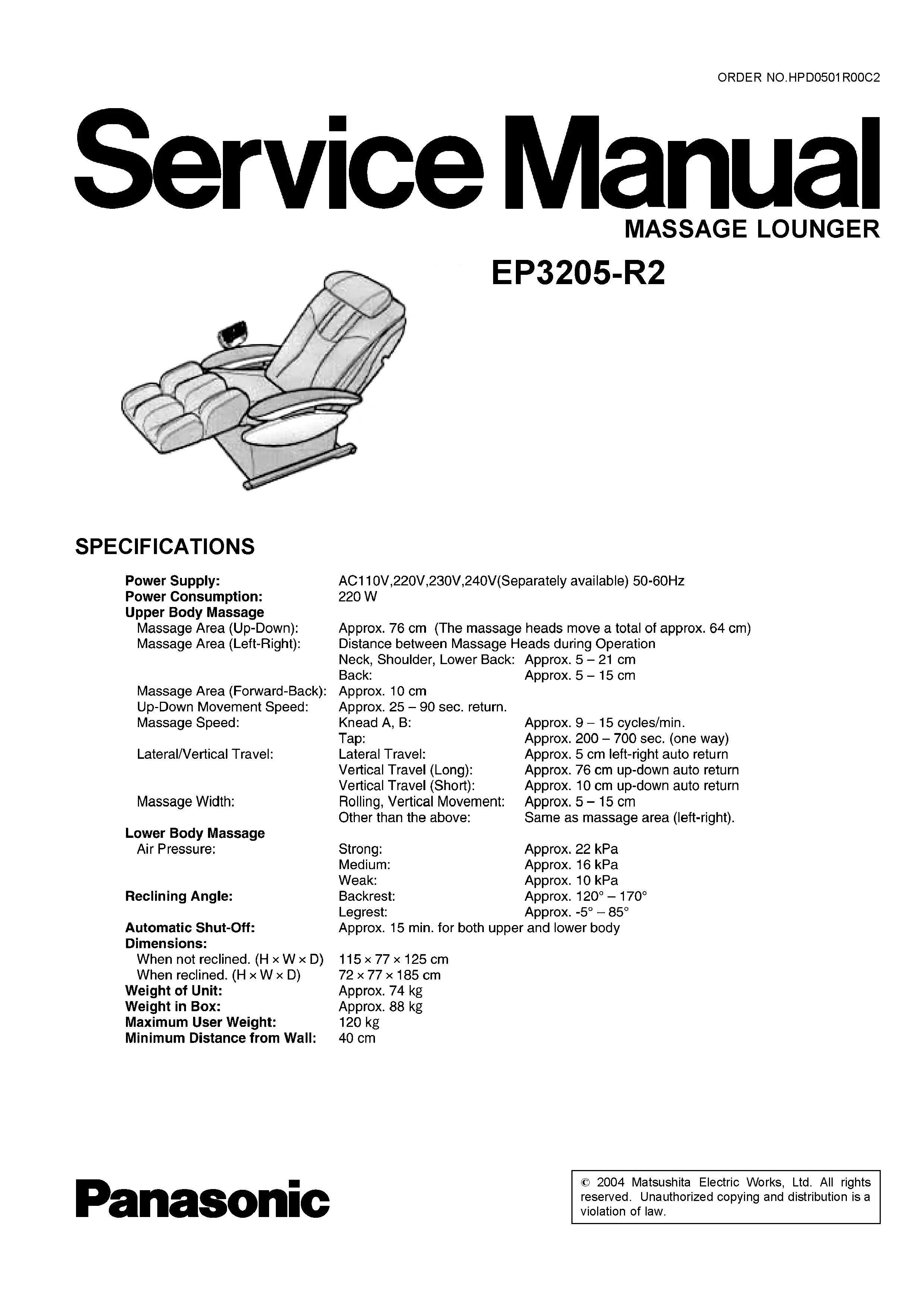 Panasonic ep3205 service manual cover