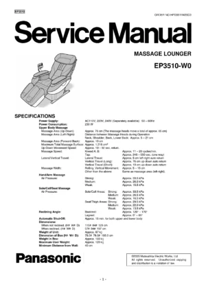 Panasonic ep3510 service manual cover