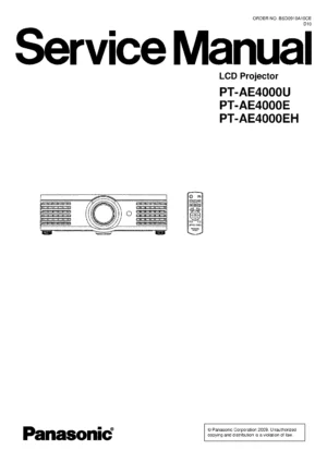 Panasonic pt ae4000u ae4000e ae4000eh service manual cover