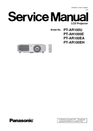 Panasonic pt ar100 ah1000 service manual cover