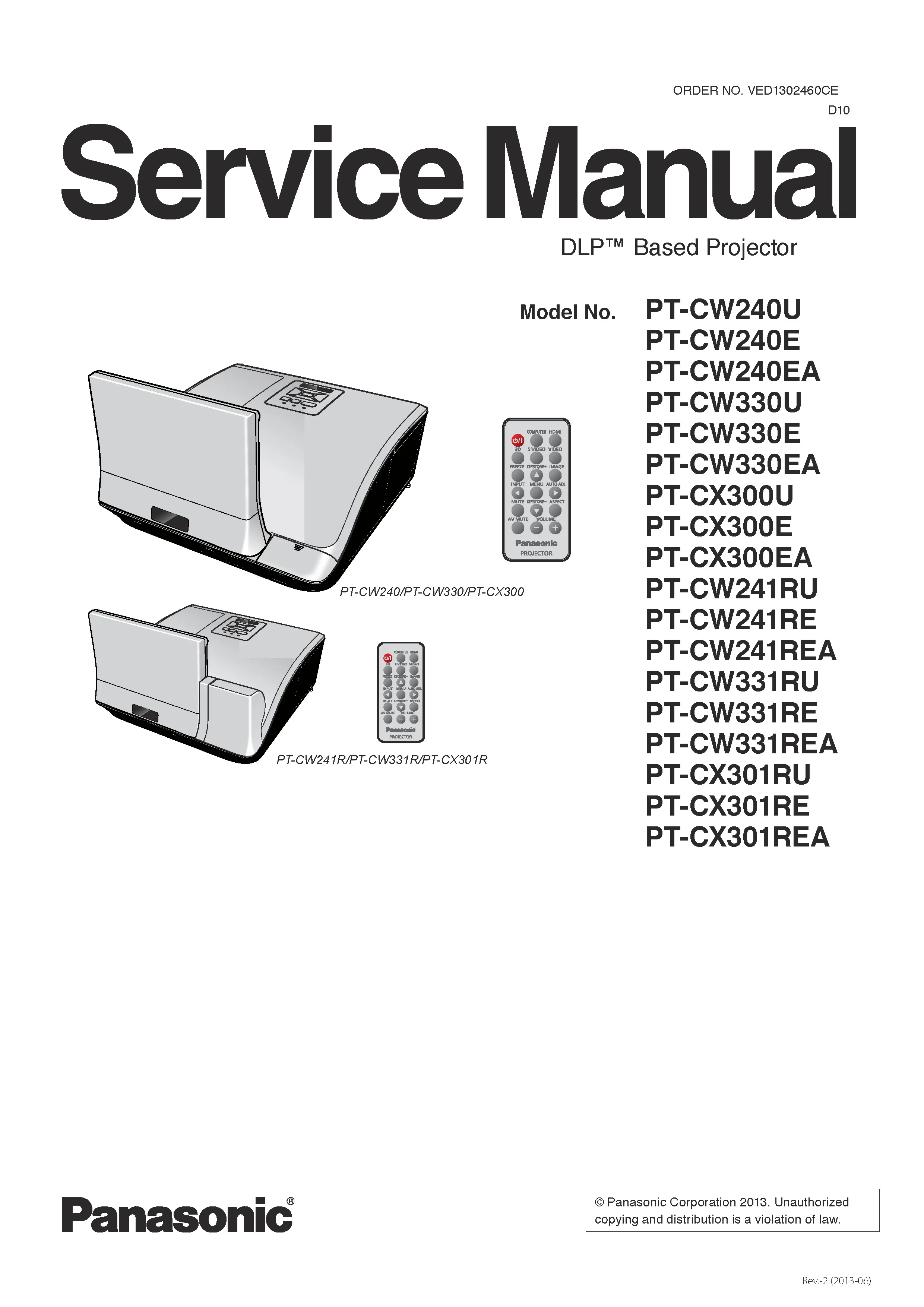 Panasonic pt cw330 cw331 service manual cover
