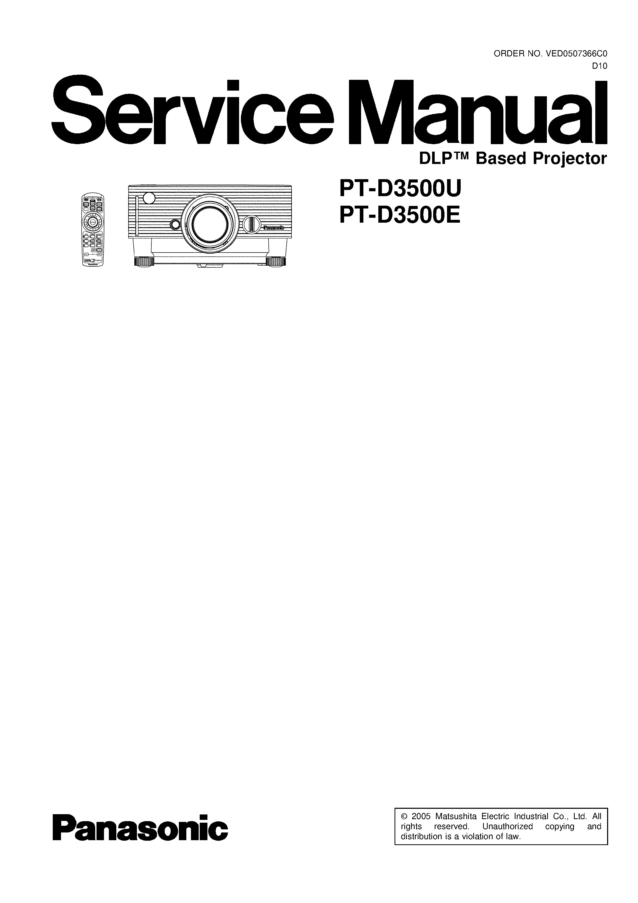 Panasonic pt d3500 service manual cover