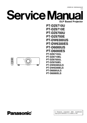 Panasonic pt d6000 dw6300 dz6700 dz6710 service manual cover