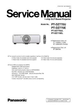 Panasonic pt dz770 service manual cover