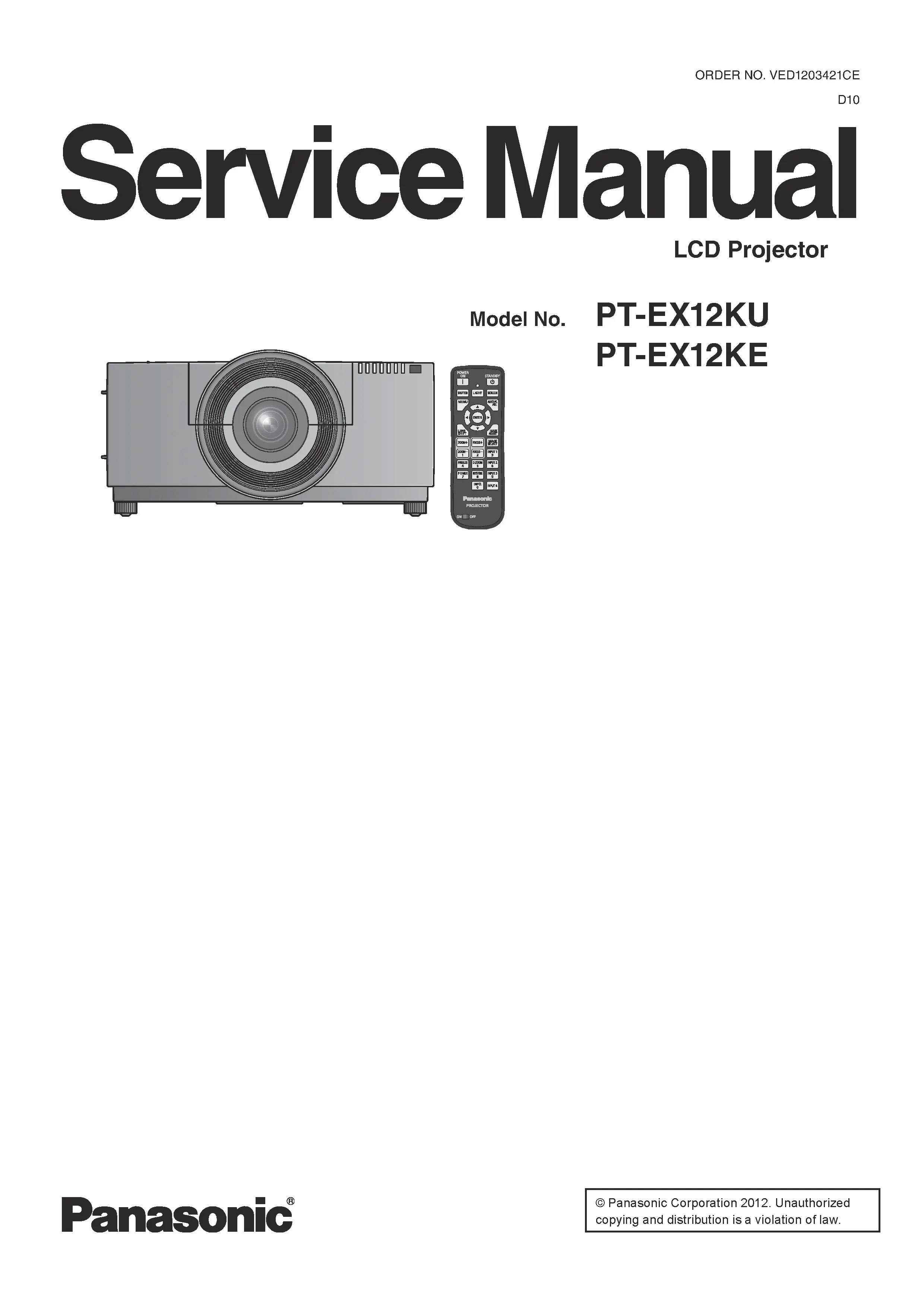 Panasonic pt ex12 service manual cover