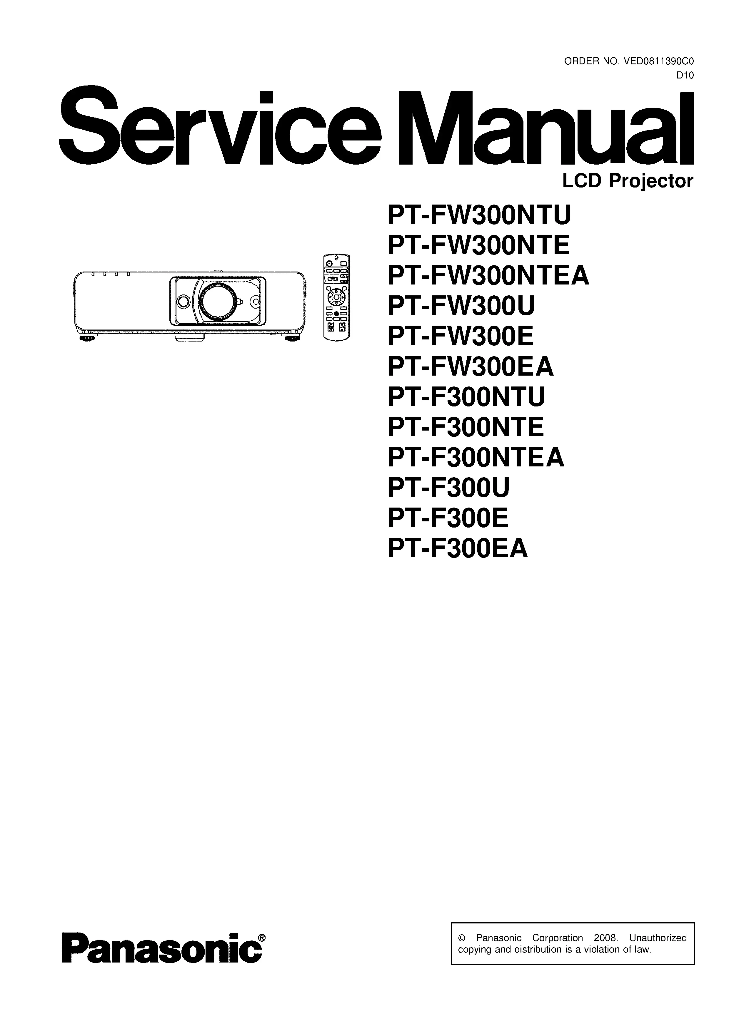 Panasonic pt fw300 f300 service manual cover