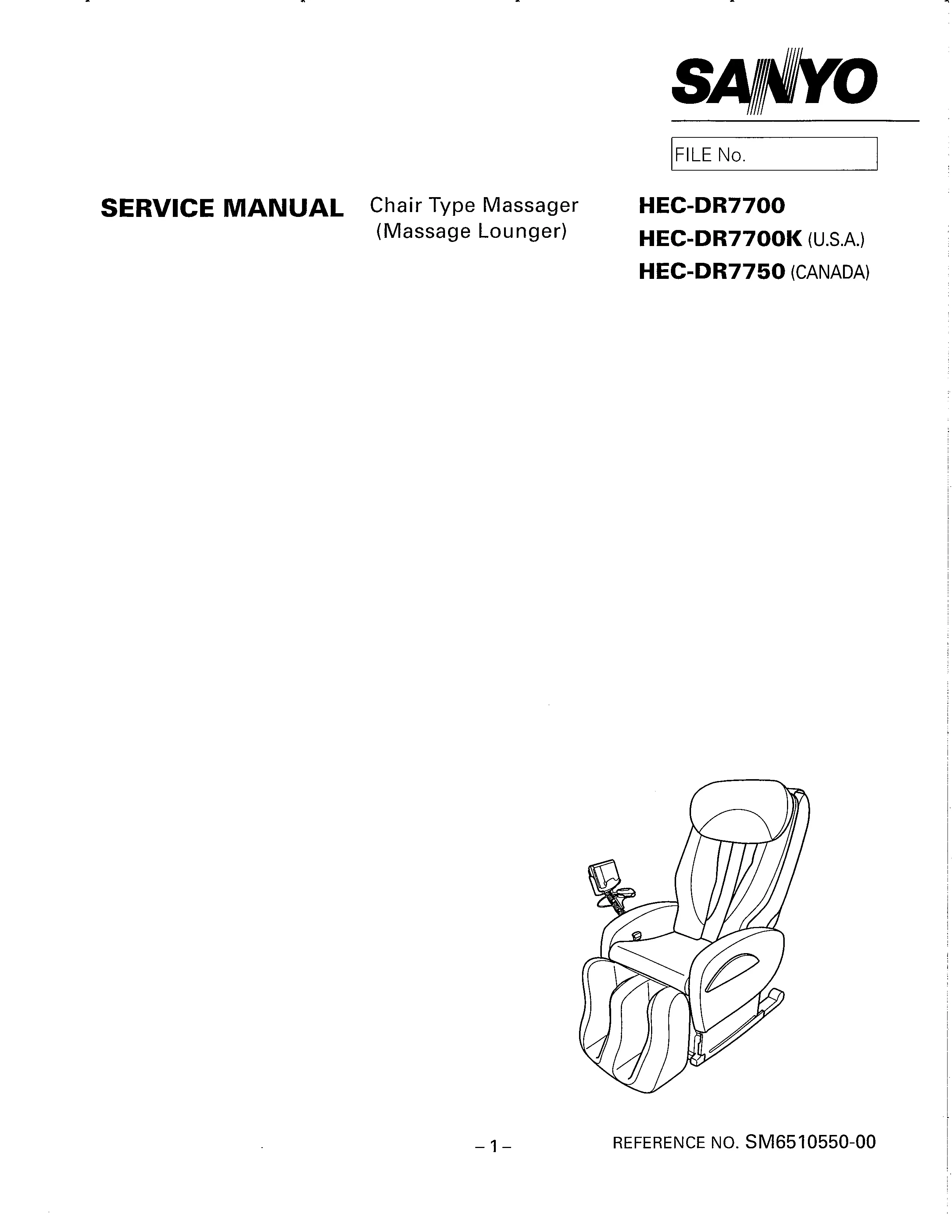 Sanyo hec dr7700 dr7700k dr7750 service manual cover