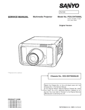 Sanyo pdg dht8000l service manual cover