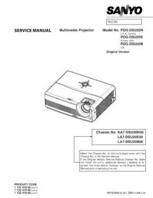 Sanyo pdg dsu20b service manual cover