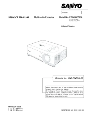 Sanyo pdg dwt50l service manual cover