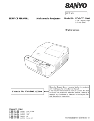 Sanyo pdg dxl2000 service manual cover