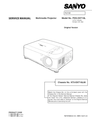 Sanyo pdg dxt10l service manual cover