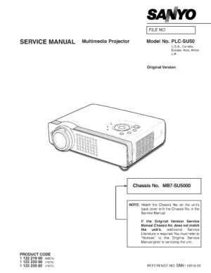 Sanyo plc su50 service manual cover