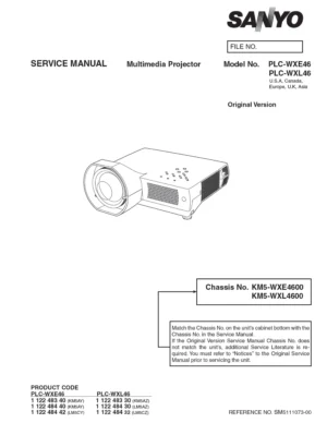 Sanyo plc wxe46 wxl46 service manual cover