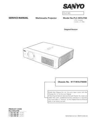 Sanyo plc wxu700 service manual cover