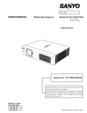 Sanyo plc wxu700a service manual cover