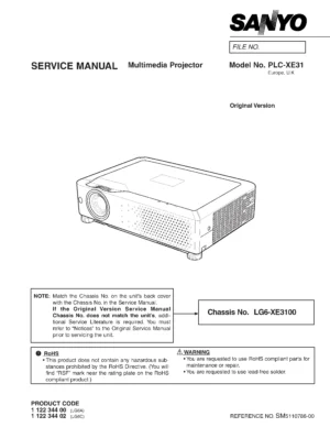 Sanyo plc xe31 service manual cover