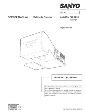 Sanyo plc xe50 service manual cover