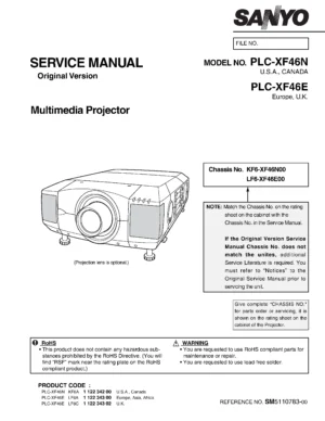 Sanyo plc xf46 xf46e xf46n service manual cover
