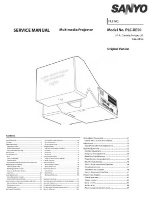 Sanyo plc xl50 service manual cover