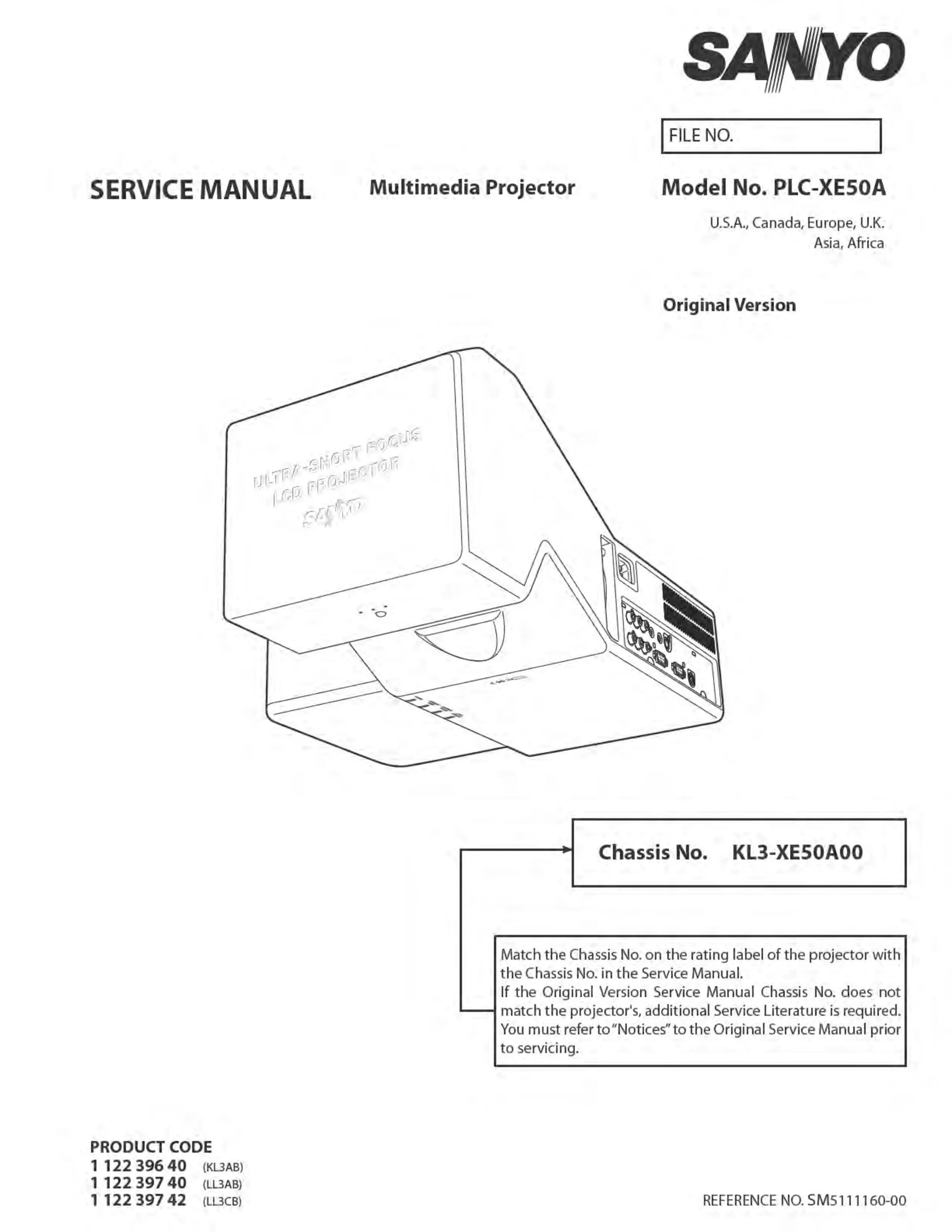 Sanyo plc xl50a service manual cover