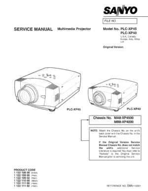 Sanyo plc xp40 xp45 service manual cover
