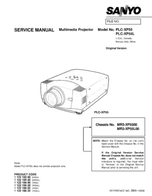 Sanyo plc xp55 xp55l service manual cover