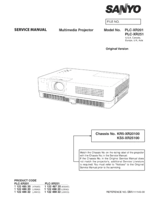 Sanyo plc xr201 xr251 service manual cover