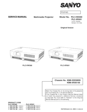 Sanyo plc xr301 xw300 service manual cover