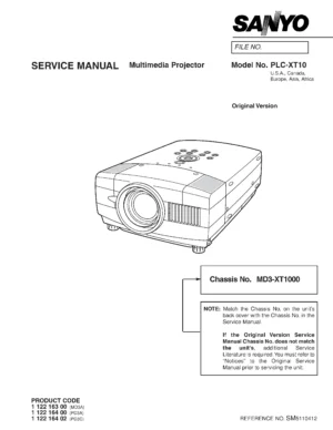 Sanyo plc xt10 xt15 service manual cover