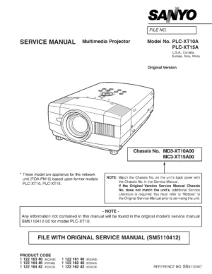 Sanyo plc xt10a xt15a service manual cover